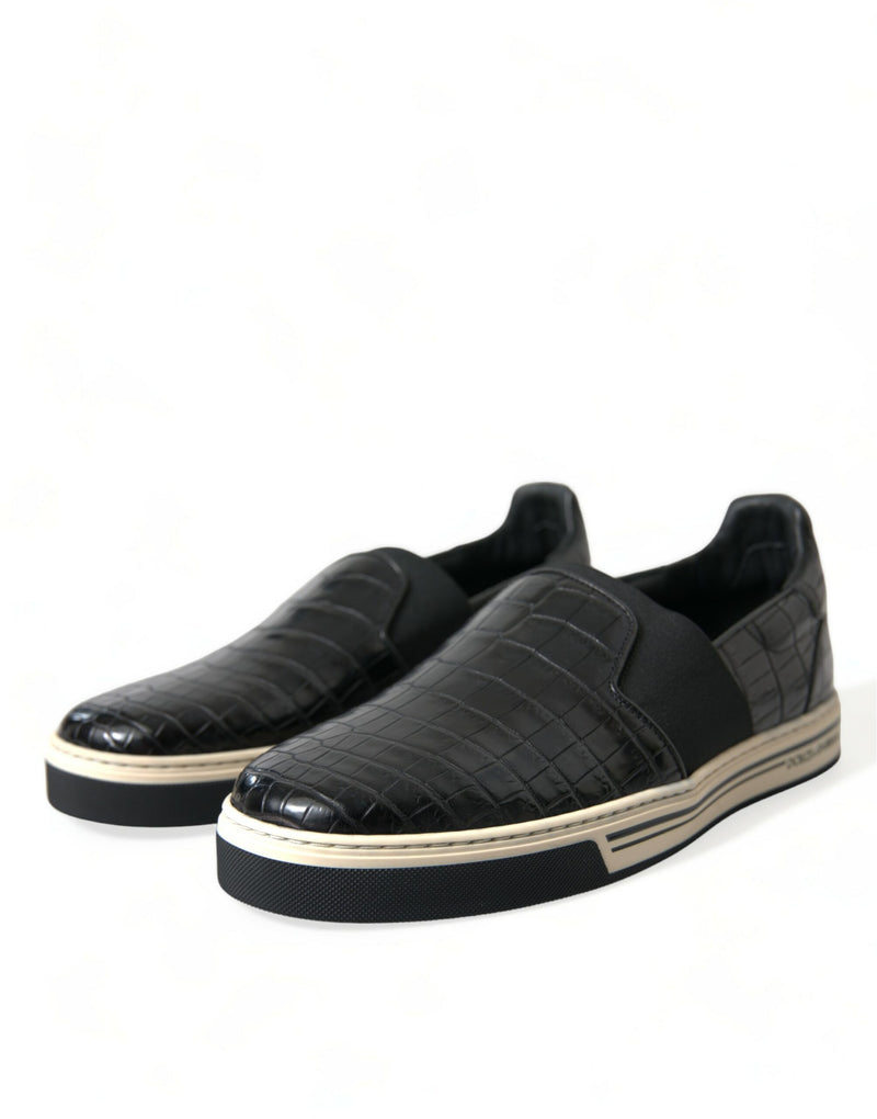 Dolce & Gabbana Elegant Crocodile Leather Low-Top Men's Sneakers