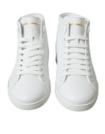 Dolce & Gabbana Elegant White Leather High Top Men's Sneakers