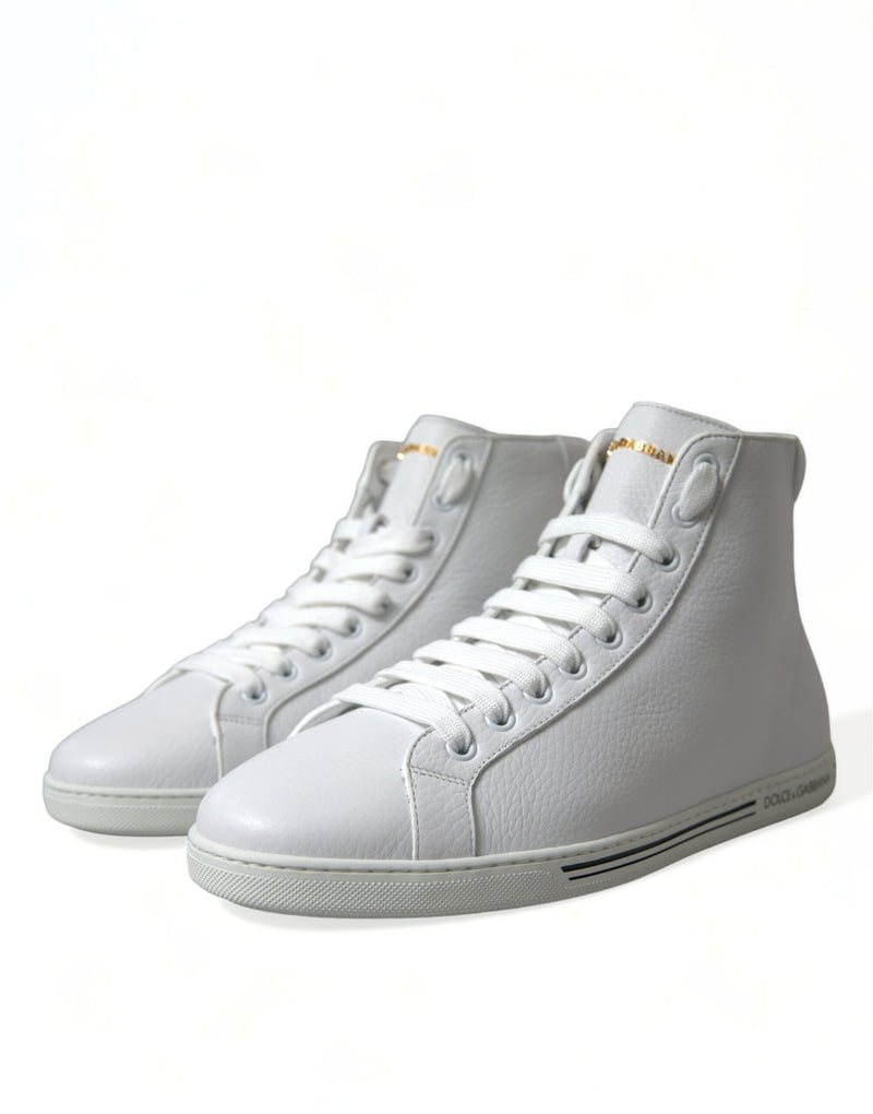 Dolce & Gabbana Elegant White Leather High Top Men's Sneakers