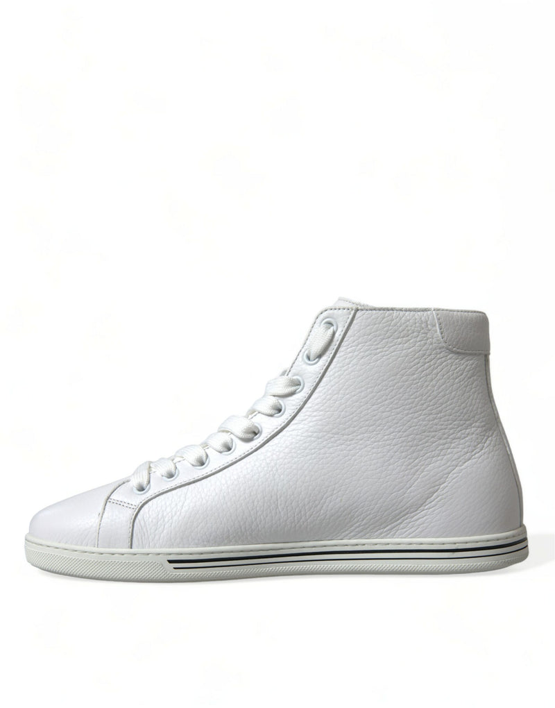 Dolce & Gabbana Elegant White Leather High Top Men's Sneakers