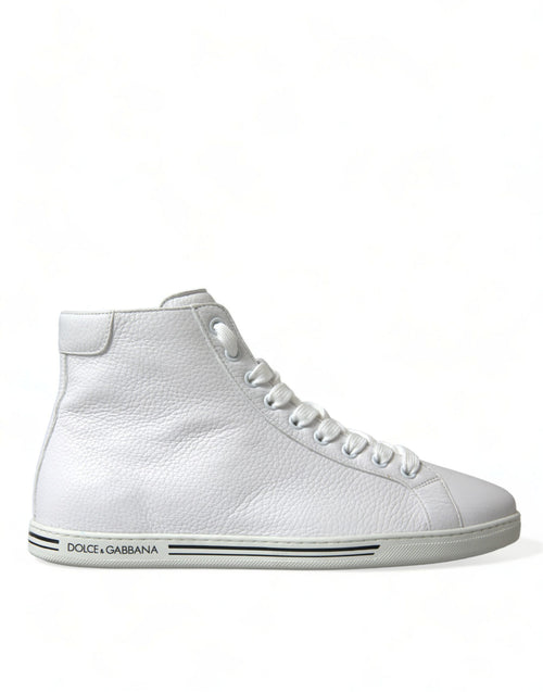 Dolce & Gabbana Elegant White Leather High Top Men's Sneakers