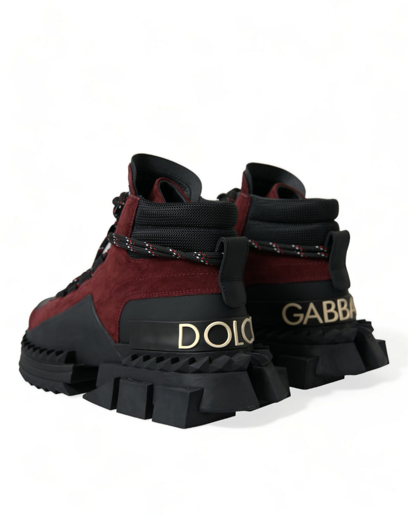 Dolce & Gabbana Burgundy Leather High Top Men's Sneakers