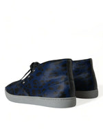 Dolce & Gabbana Chic Blue Leopard Print Mid-Top Men's Sneakers