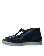 Dolce & Gabbana Chic Blue Leopard Print Mid-Top Men's Sneakers