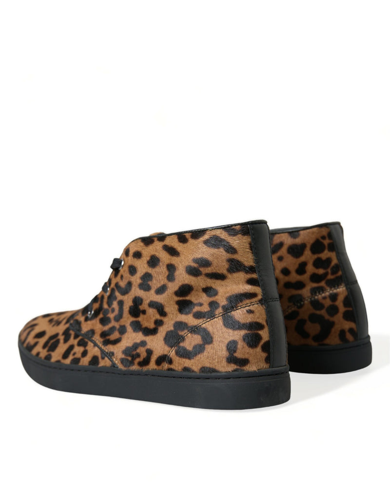 Dolce & Gabbana Elegant Leopard Print Mid-Top Men's Sneakers