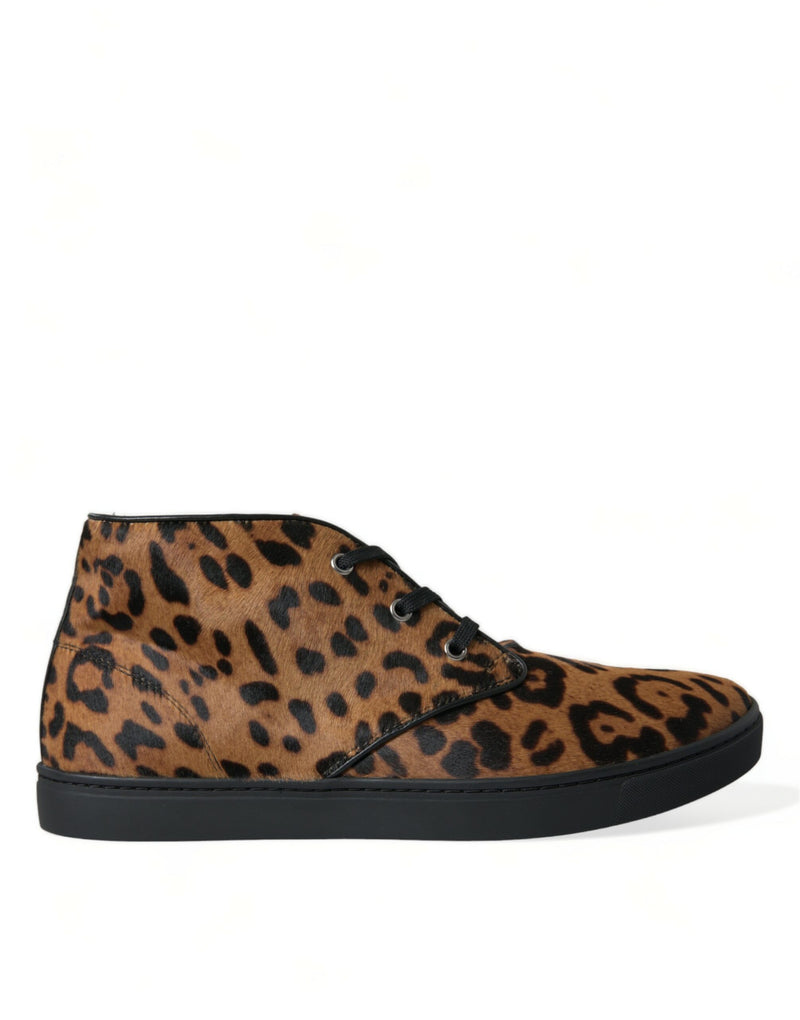 Dolce & Gabbana Elegant Leopard Print Mid-Top Men's Sneakers