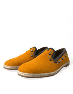 Dolce & Gabbana Exclusive Orange Canvas Loafers with Men's Studs