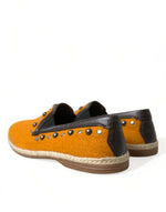 Dolce & Gabbana Exclusive Orange Canvas Loafers with Men's Studs