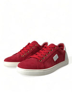 Dolce & Gabbana Elegant Red & White Low Top Men's Sneakers