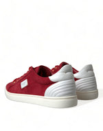 Dolce & Gabbana Elegant Red & White Low Top Men's Sneakers