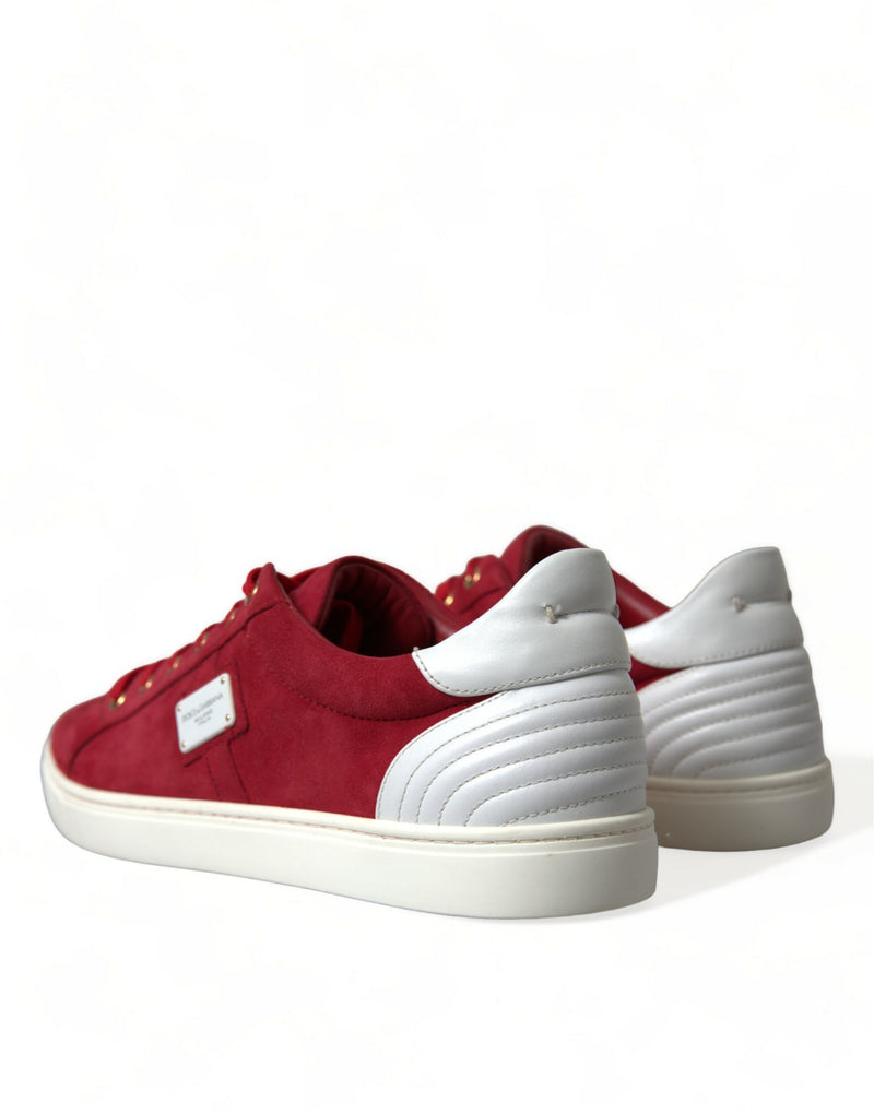 Dolce & Gabbana Elegant Red & White Low Top Men's Sneakers