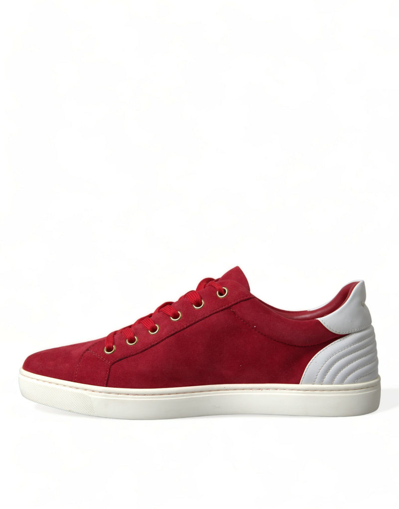 Dolce & Gabbana Elegant Red & White Low Top Men's Sneakers