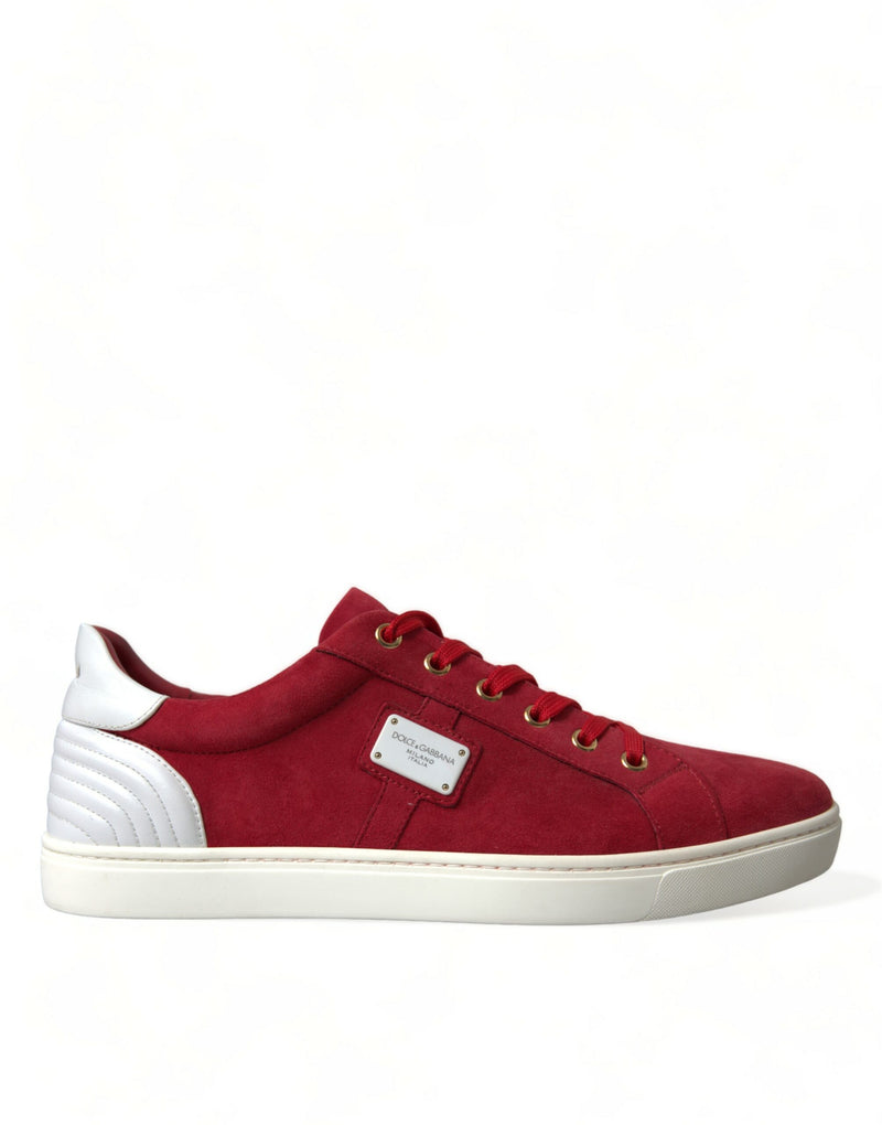 Dolce & Gabbana Elegant Red & White Low Top Men's Sneakers