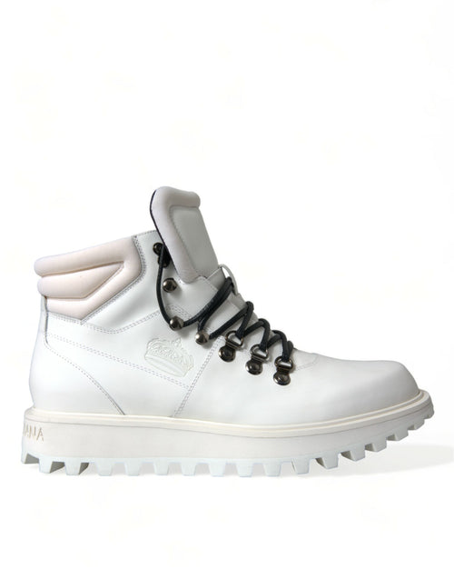 Dolce & Gabbana Elegant White Leather Ankle Men's Boots