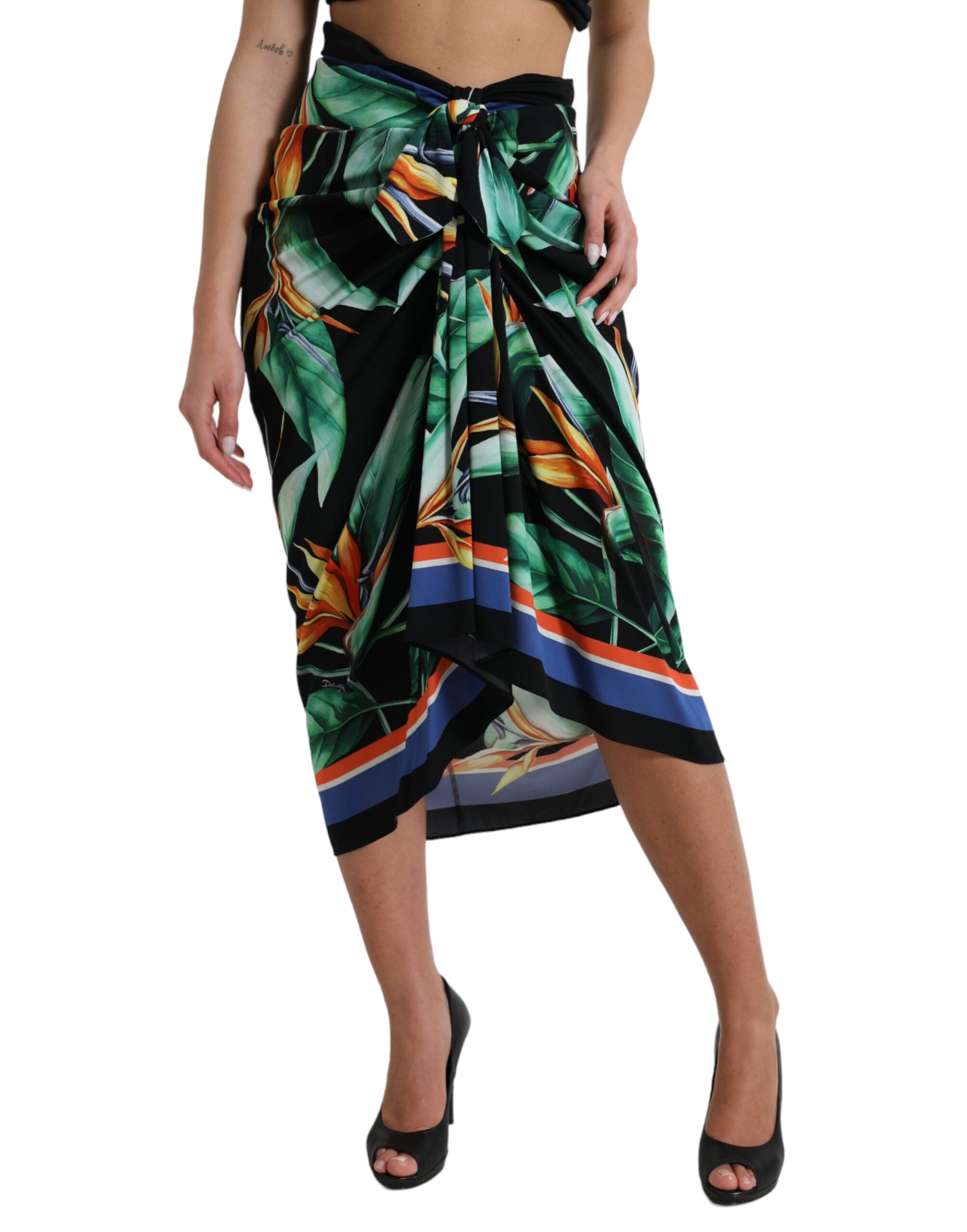 Dolce & Gabbana Elegant Floral High Waist Midi Women's Skirt