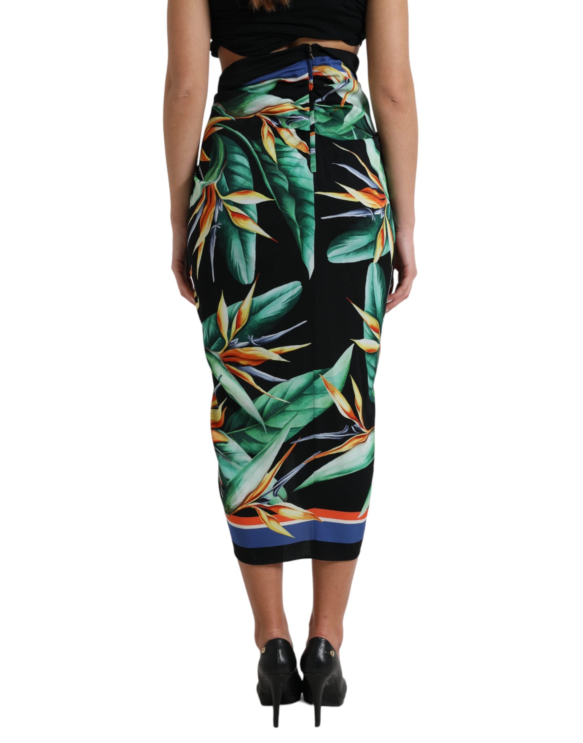 Dolce & Gabbana Elegant Floral High Waist Midi Women's Skirt