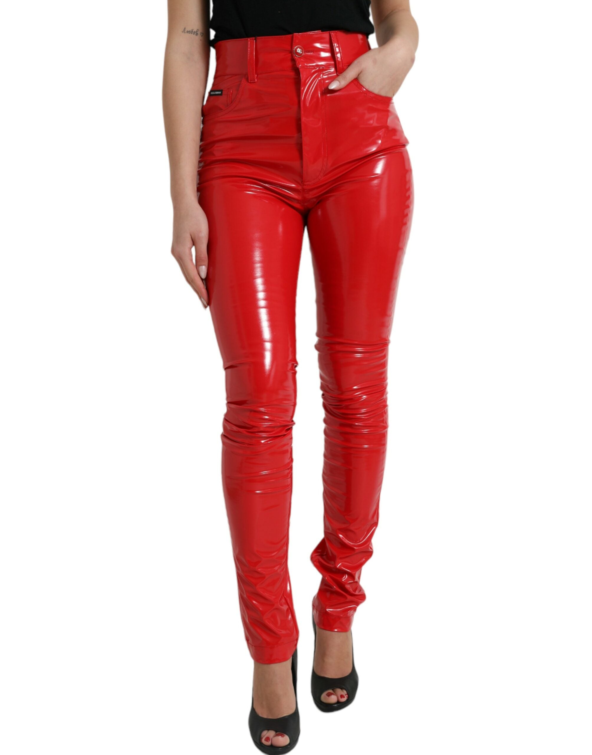 Dolce & Gabbana High Waist Red Skinny Pants - Sleek and Women's Chic