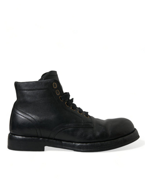 Dolce & Gabbana Elegant Black Horse Leather Ankle Men's Boots