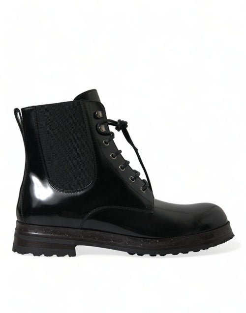 Dolce & Gabbana Elegant Black Leather Mid Calf Men's Men's Boots