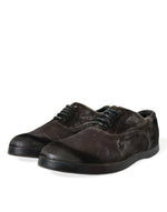 Dolce & Gabbana Elegant Brown Velvet Oxford Lace-up Men's Shoes