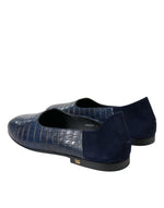 Dolce & Gabbana Elegant Blue Crocodile Leather Men's Loafers