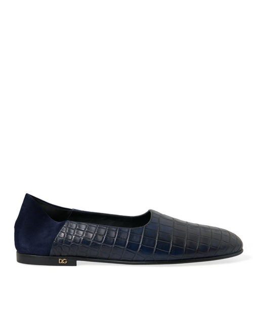 Dolce & Gabbana Elegant Blue Crocodile Leather Men's Loafers