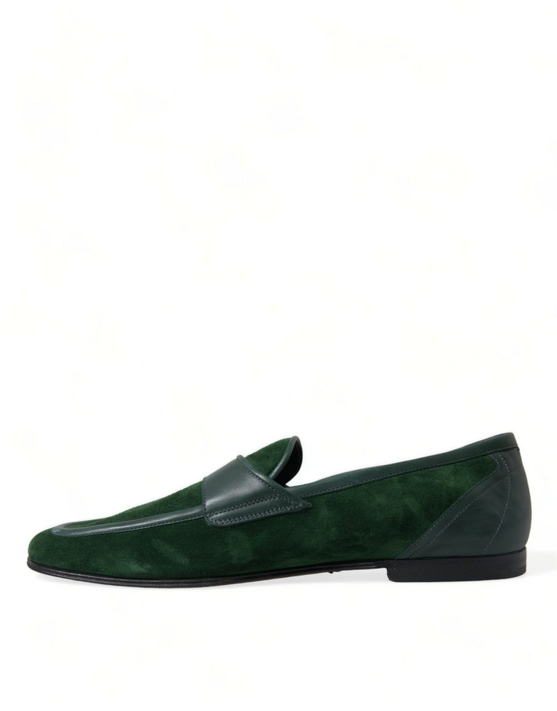 Dolce & Gabbana Emerald Velvet Leather Loafers for Men's Men