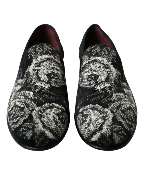 Dolce & Gabbana Elegant Floral Velvet Men's Loafers