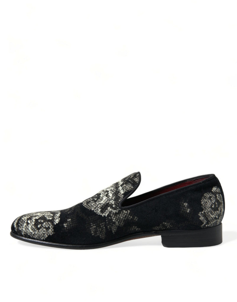 Dolce & Gabbana Elegant Floral Velvet Men's Loafers