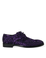 Dolce & Gabbana Elegant Sequined Oxford Dress Men's Shoes