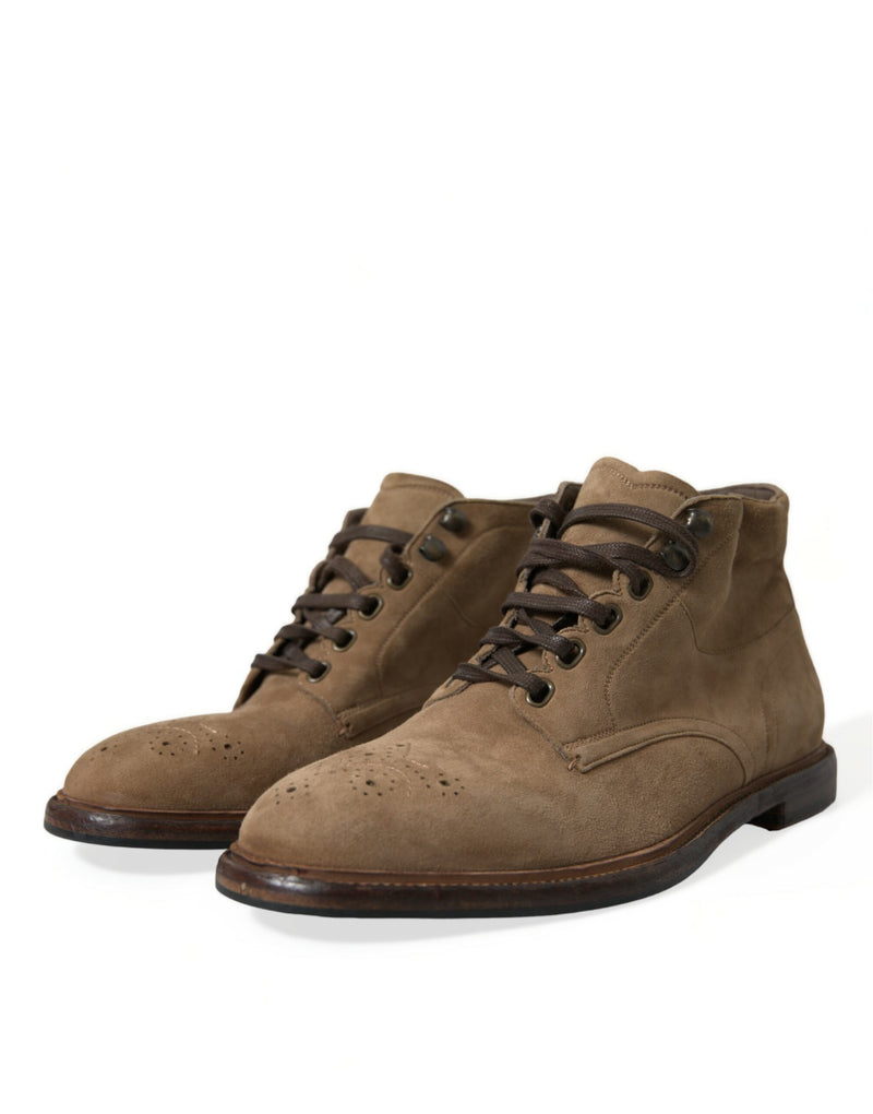 Dolce & Gabbana Elegant Leather Ankle Lace-Up Men's Boots