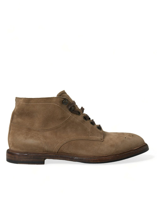 Dolce & Gabbana Elegant Leather Ankle Lace-Up Men's Boots