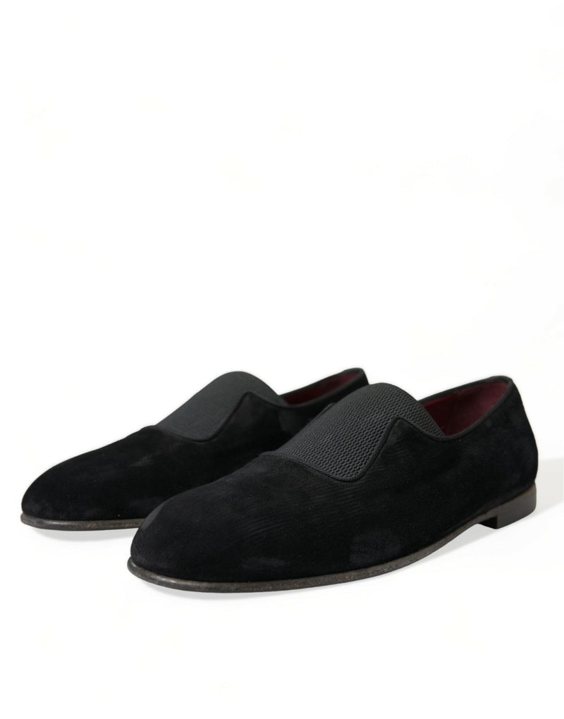 Dolce & Gabbana Elegant Black Velor Loafers for the Discerning Men's Gentleman