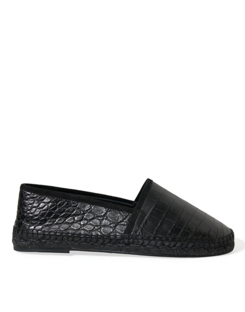 Dolce & Gabbana Exotic Black Leather Men's Espadrilles