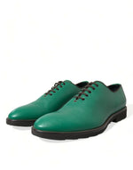 Dolce & Gabbana Elegant Green Leather Oxford Dress Men's Shoes