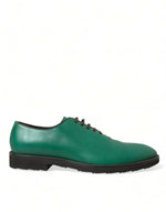 Dolce & Gabbana Elegant Green Leather Oxford Dress Men's Shoes