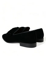 Dolce & Gabbana Elegant Black Velvet Loafers - Men's Luxury Men's Footwear