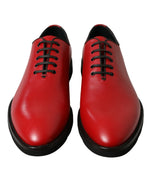 Dolce & Gabbana Elegant Red Leather Oxford Dress Men's Shoes