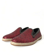 Dolce & Gabbana Red Sequined Leather Men's Loafers