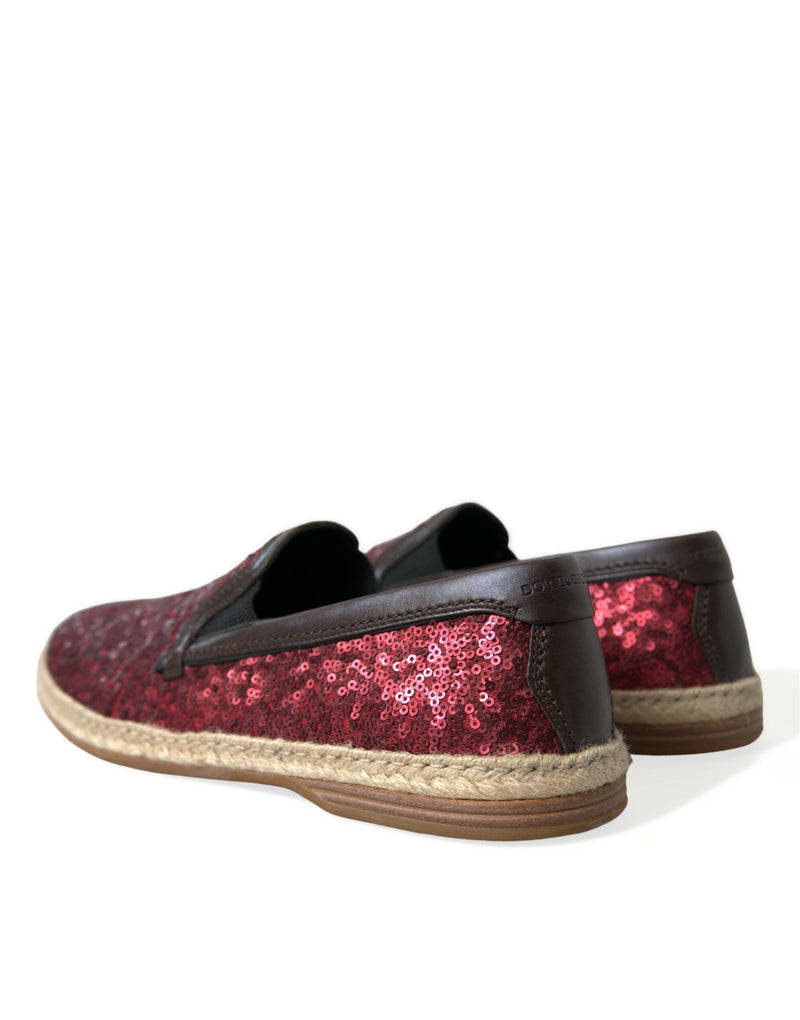 Dolce & Gabbana Red Sequined Leather Men's Loafers