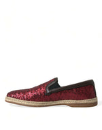 Dolce & Gabbana Red Sequined Leather Men's Loafers