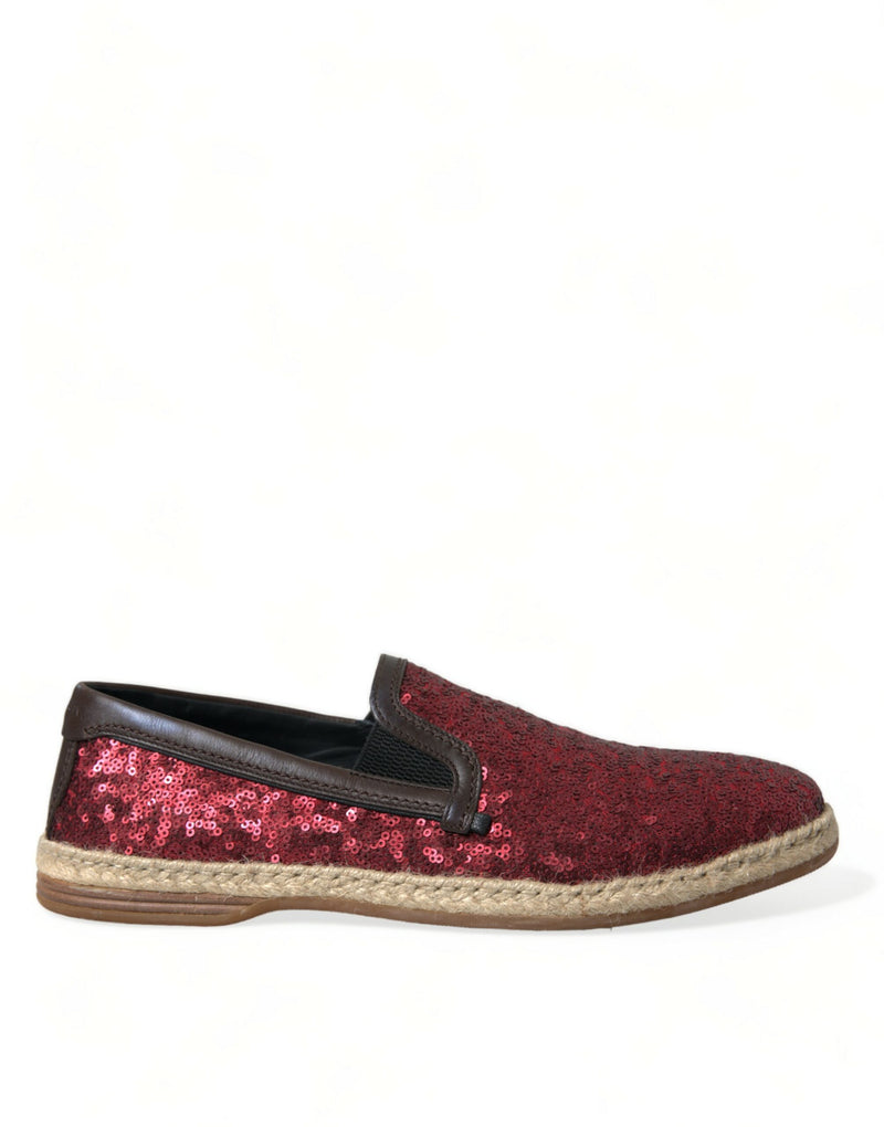 Dolce & Gabbana Red Sequined Leather Men's Loafers