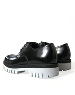 Dolce & Gabbana Sophisticated Black and White Leather Derby Men's Shoes