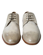 Dolce & Gabbana Elegant White Calfskin Derby Men's Shoes