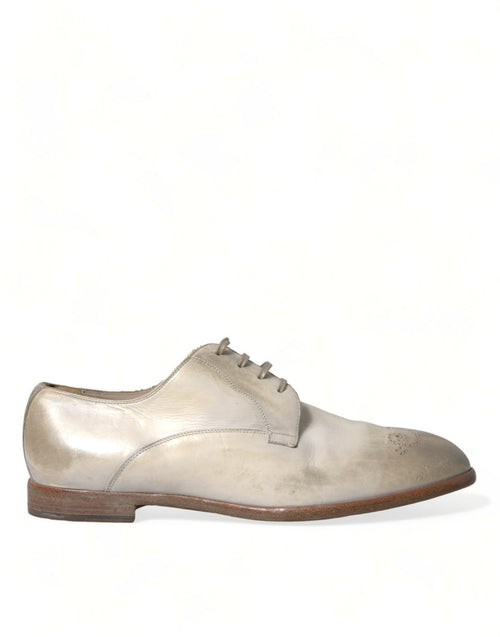 Dolce & Gabbana Elegant White Calfskin Derby Men's Shoes