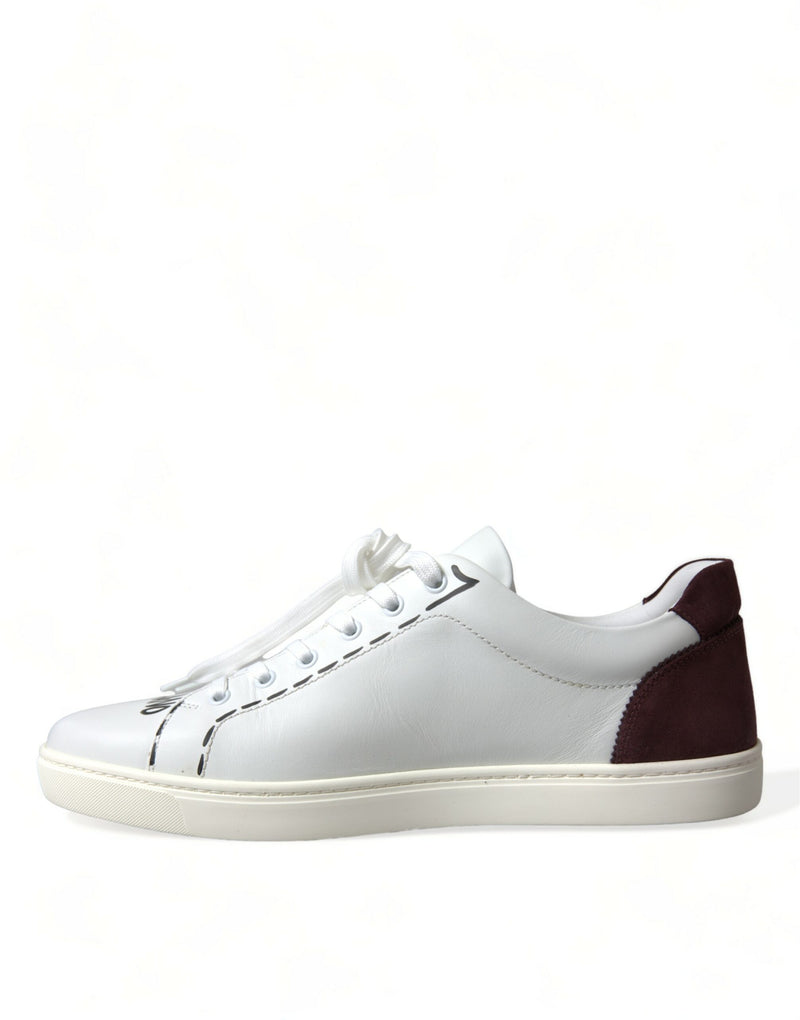 Dolce & Gabbana Exclusive White Bordeaux Low Top Men's Sneakers