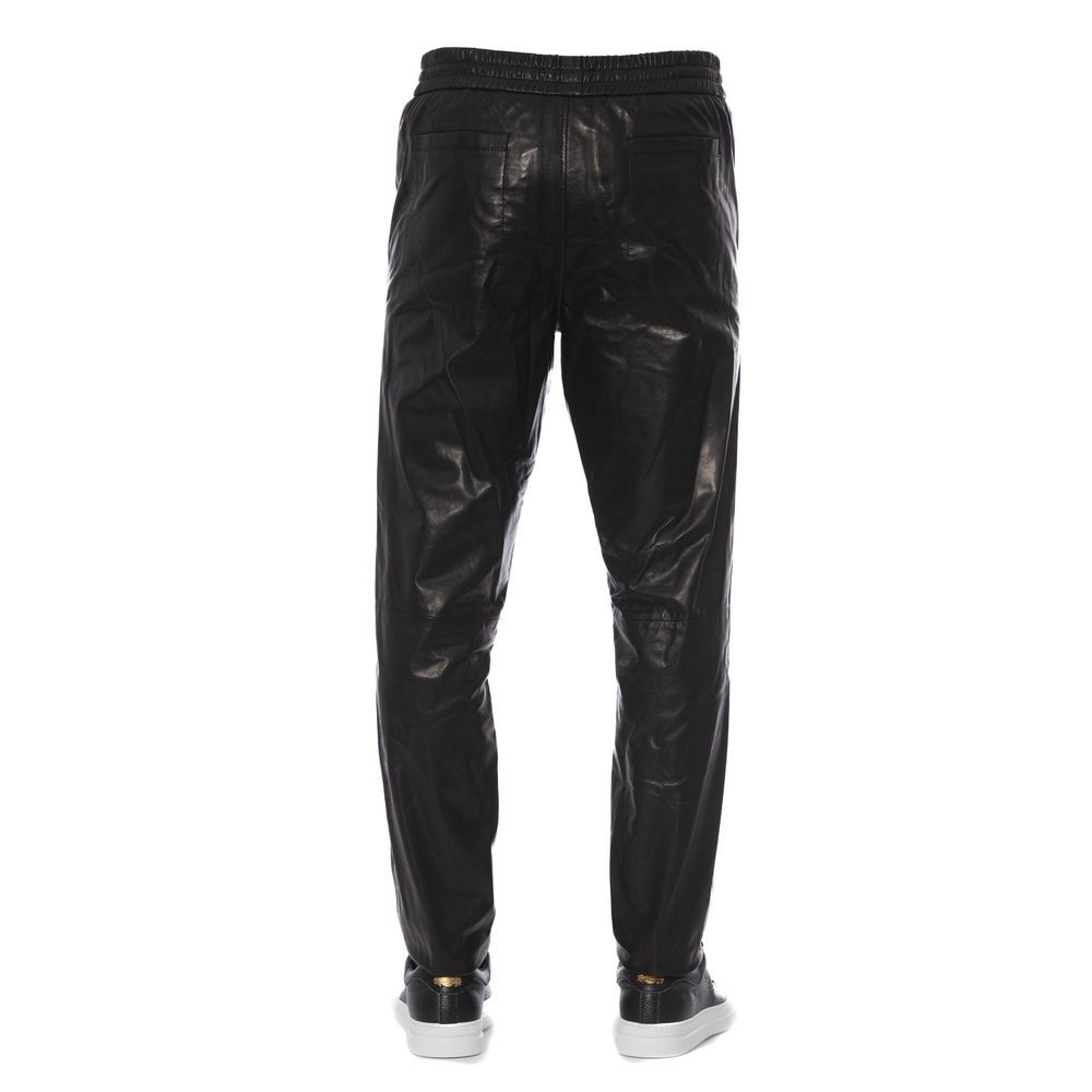 Trussardi Black Leather Men Men's Pants