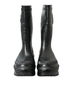 Dolce & Gabbana Sleek Metallic Rubber Rain Boots with DG Men's Logo