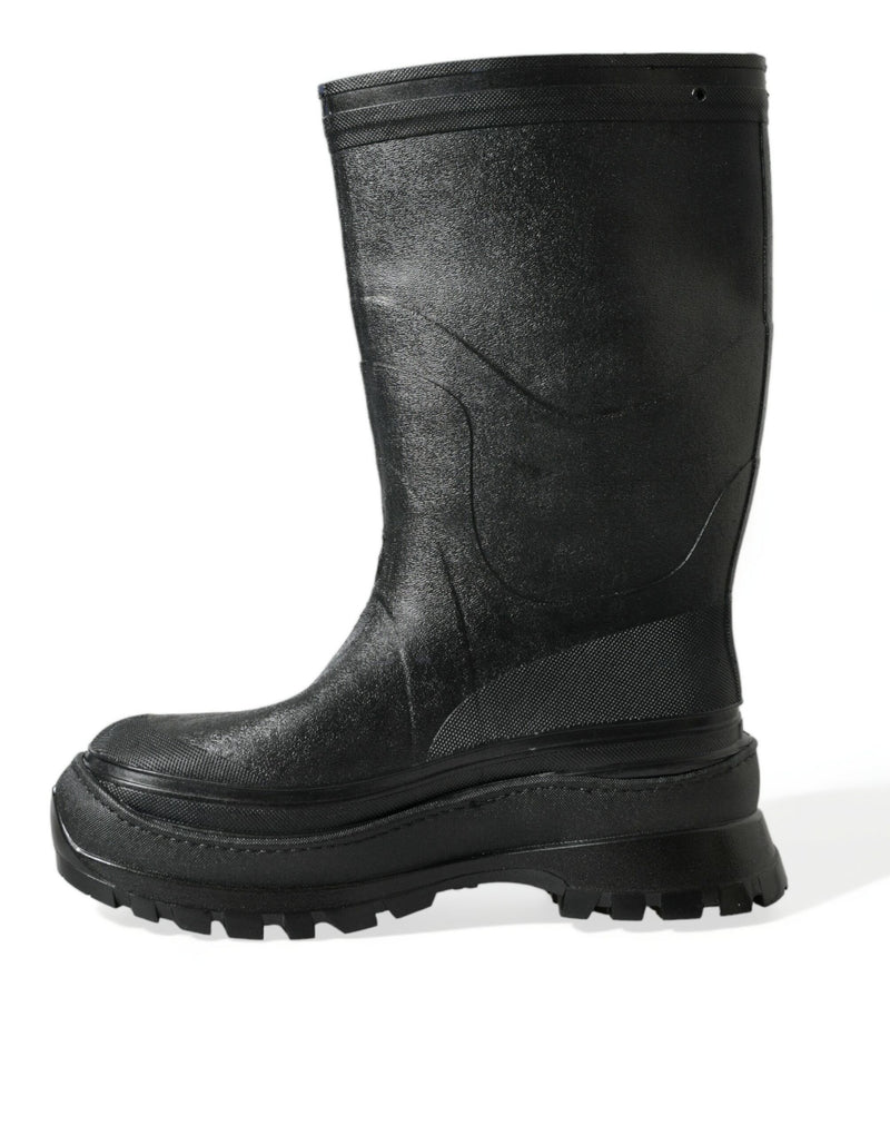 Dolce & Gabbana Sleek Metallic Rubber Rain Boots with DG Men's Logo