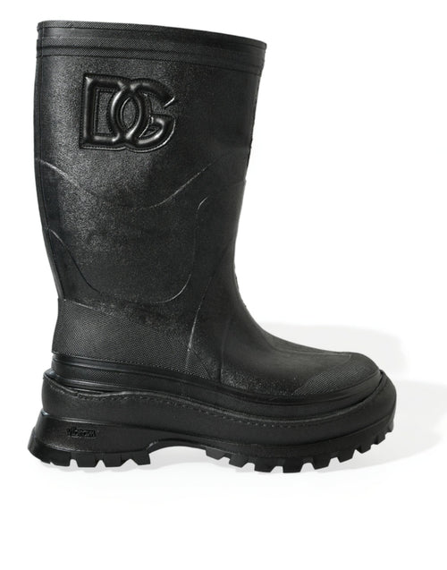 Dolce & Gabbana Sleek Metallic Rubber Rain Boots with DG Men's Logo